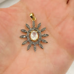 Load image into Gallery viewer, DP193. Diamond & Sterling Silver Flower Pendant with Gemstone