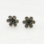 Load image into Gallery viewer, Diamond and Gemstones Sterling Silver Flower Studs