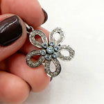 Load image into Gallery viewer, DP513. Diamond Sterling Silver Flower Pendant with Gemstone