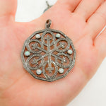 Load image into Gallery viewer, DP169. Diamond Sterling Silver Round Cross Pendant with Gemstone