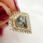 Load image into Gallery viewer, KG82B. 14K Solid Gold Diamond and Fancy Diamond Rhomb Charm