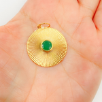 Load image into Gallery viewer, 14K Solid Gold Circle Charm with Stone in the Center. CGDP52
