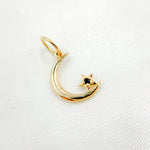 Load image into Gallery viewer, 14K Solid Gold Gemstone Moon &amp; Star Charm. GDP417
