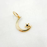 Load image into Gallery viewer, 14K Solid Gold Moon & Star Charm with Gemstone
