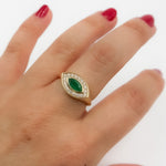 Load image into Gallery viewer, CR96516EM8X4. 14K Solid Gold Diamond and Emerald Oval Ring