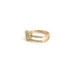 Load image into Gallery viewer, 14k Solid Gold Diamond Hearts Ring.