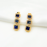 Load image into Gallery viewer, EFF52119BS. 14k Solid Gold Diamond and Blue Sapphire Dangle Earrings