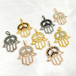 Load image into Gallery viewer, DP2005. Diamond Sterling Silver Hamsa Pendant with Gemstone