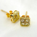Load image into Gallery viewer, ER418586. 14K Solid Gold and Diamonds Flower Stud Earrings