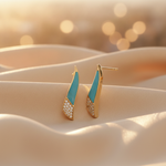 Load image into Gallery viewer, DER03375TQ. 14K Solid Gold Diamond and Turquoise Fancy Stud Earrings