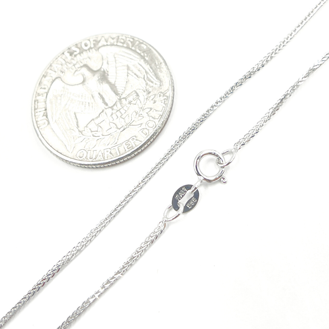 14K Solid White Gold Wheat Necklace. 020SP3T4WG