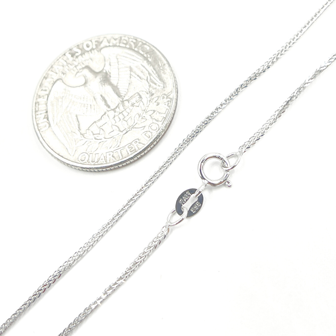 14K Solid White Gold Wheat Chain