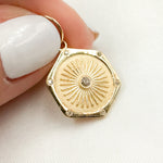 Load image into Gallery viewer, 14K Solid Gold Diamond Hexagon Shape Charm