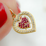 Load image into Gallery viewer, GDP305. 14K Solid Gold Heart Charm with Diamond and Gemstone