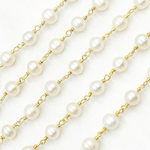 Load image into Gallery viewer, PRL21. Round White Freshwater Pearl Wire Wrap Chain
