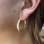 Load image into Gallery viewer, GER57. 14K Gold Flat Round Hoop Earrings with Texture