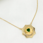 Load image into Gallery viewer, CN96235EM4. 14k Solid Gold Emerald Heart and Diamond Necklace