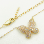 Load image into Gallery viewer, 14K Solid Gold Diamond Butterfly Necklace
