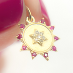 Load image into Gallery viewer, GDP442. 14K Solid Gold Diamond Circle Charm with Star