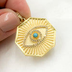 Load image into Gallery viewer, Sterling Silver Octagon Eye Pendant with Gemstone
