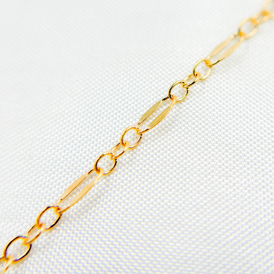 14K Gold Flat Marina and Cable Links Necklace.