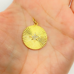 Load image into Gallery viewer, 14K Solid Gold with Diamonds Circle Shape Charm with Star in the Center. GDP131