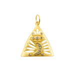 Load image into Gallery viewer, GDP112. 14K Solid Gold Triangle with Moon and Eye Charm