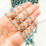 Load image into Gallery viewer, TRQ34. Turquoise Rose Gold Plated Wire Chain.