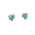 Load image into Gallery viewer, EFE52544TQ. 14k Solid Gold Diamond Turquoise Heart Studs