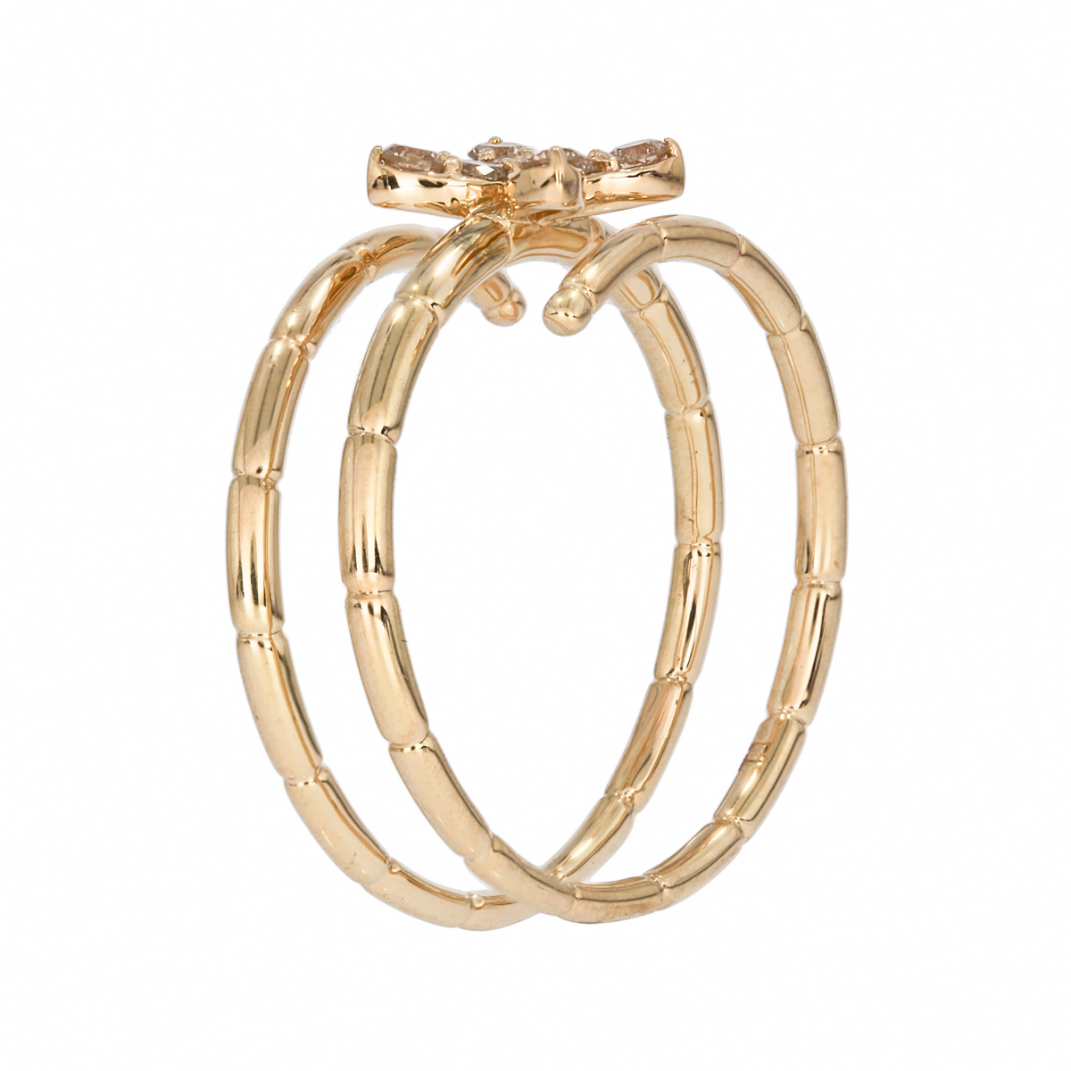 14K Solid Gold Diamond Multi-Row Flower Ring.
