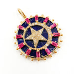 Load image into Gallery viewer, 14K Solid Gold Star Round Pendant
