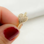 Load image into Gallery viewer, 14K Solid Yellow Gold Diamond Horizontal Heart Ring.