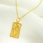 Load image into Gallery viewer, 14K Solid Gold with Diamonds Rectangle Shape Charm with Moon and Star in the Center. GDP154