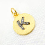 Load image into Gallery viewer, DC056. Diamond Sterling Silver Letter "K" Round Charm