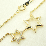 Load image into Gallery viewer, NFC71186. 14k Solid Gold Diamond Stars Cable Link Necklace