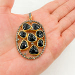Load image into Gallery viewer, DSP018. Diamond Sterling Silver Oval Pendant With Gemstone