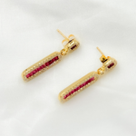 Load image into Gallery viewer, EFJ52125RU. 14k Solid Gold Diamond and Ruby Dangle Earrings