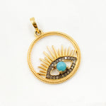 Load image into Gallery viewer, Diamond Sterling Silver Round Eye Pendant with Gemstones