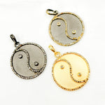 Load image into Gallery viewer, Diamond Sterling Silver Round Yin and Yang Pendant