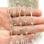 Load image into Gallery viewer, 925 Sterling Silver Smooth &amp; Diamond Cut Paperclip Chain. V32SS
