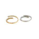 Load image into Gallery viewer, 14K Solid Gold Double Band Diamond and Emerald Ring