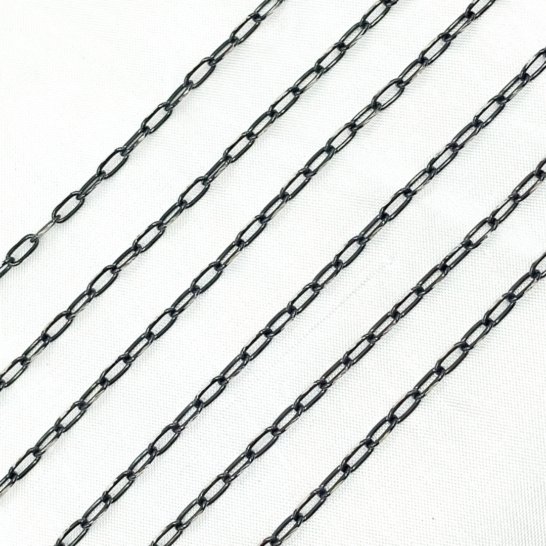 Two Tone Black Rhodium and 925 Sterling Silver Cable Link Chain. X1SBDC