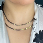 Load image into Gallery viewer, Shop Now Black Rhodium Sterling Silver and Gold Plated Flat Wheat Necklace