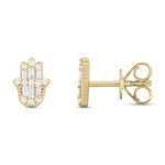 Load image into Gallery viewer, EFC54276. 14K Solid Gold Diamond Hamsa Hand Studs