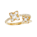 Load image into Gallery viewer, 14K Solid Gold Diamond Flower Ring