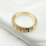 Load image into Gallery viewer, 14K Solid Gold Diamond and Multi Sapphire Band Ring.