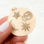 Load image into Gallery viewer, DP357. Diamond Sterling Silver Round Skull, Star and Moon Pendant