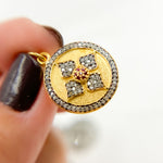 Load image into Gallery viewer, DC898. Diamond & Sterling Silver Round Flower Pendant with Gemstone