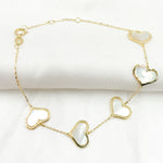 Load image into Gallery viewer, BR402583. 14K Solid Gold Mother of Pearl Heart Bracelet