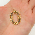 Load image into Gallery viewer, Diamond Sterling Silver Oval Pendant with Flowers and Gemstone